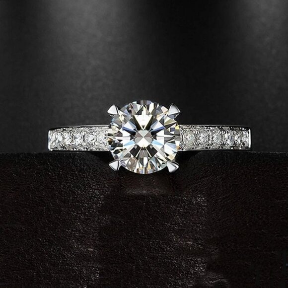 Emilia Eternity Solitaire CZ Accented 925 Sterling Silver Ring Size 6 Gift Boxed - Picture 4 of 10